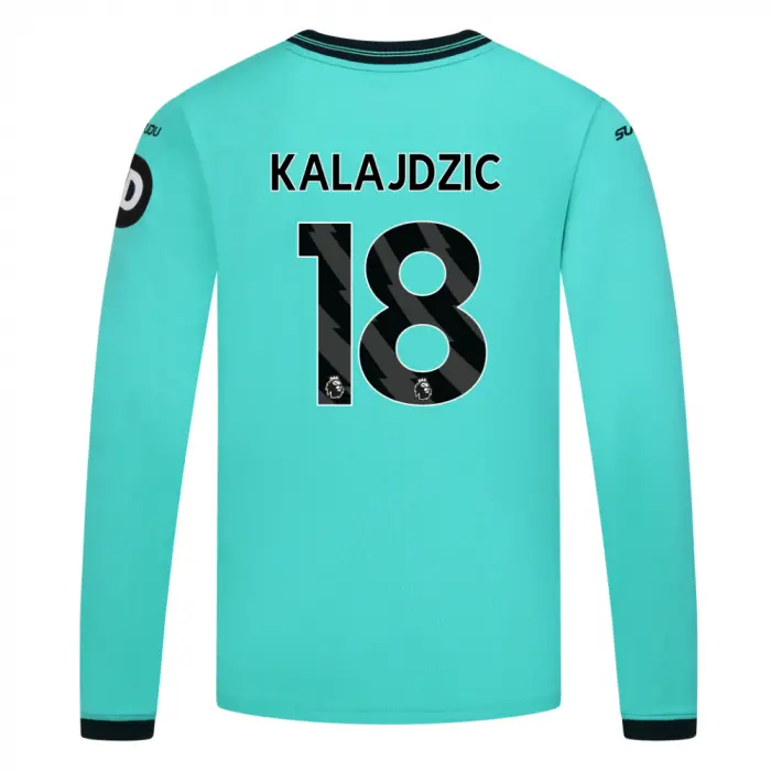 Wolverhampton Wanderers Fan Shop | 2025-26 Wolves Away Shirt – Junior – LS KALAJDZIC 18 Collection Official Wolves Fan Gear